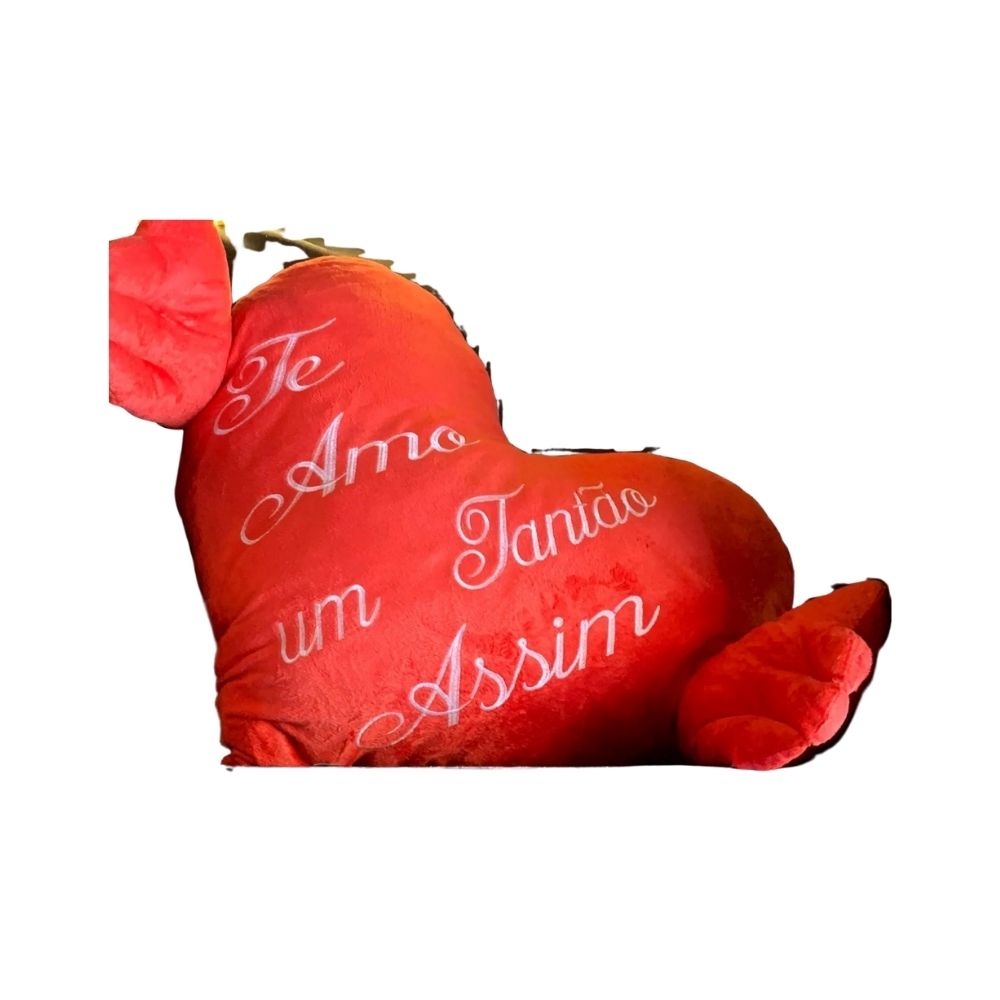 Coração de pelúcia gigante com frase