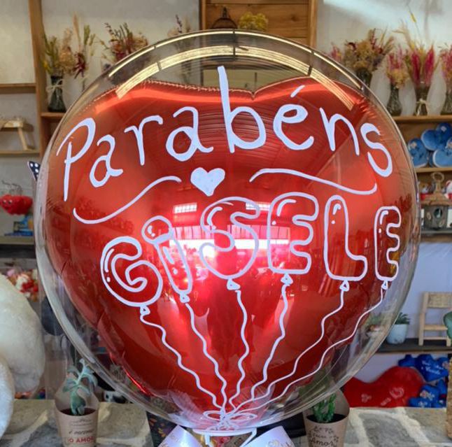 Balão bubble com balão de coração grande Balão bubble com balão de coração grande